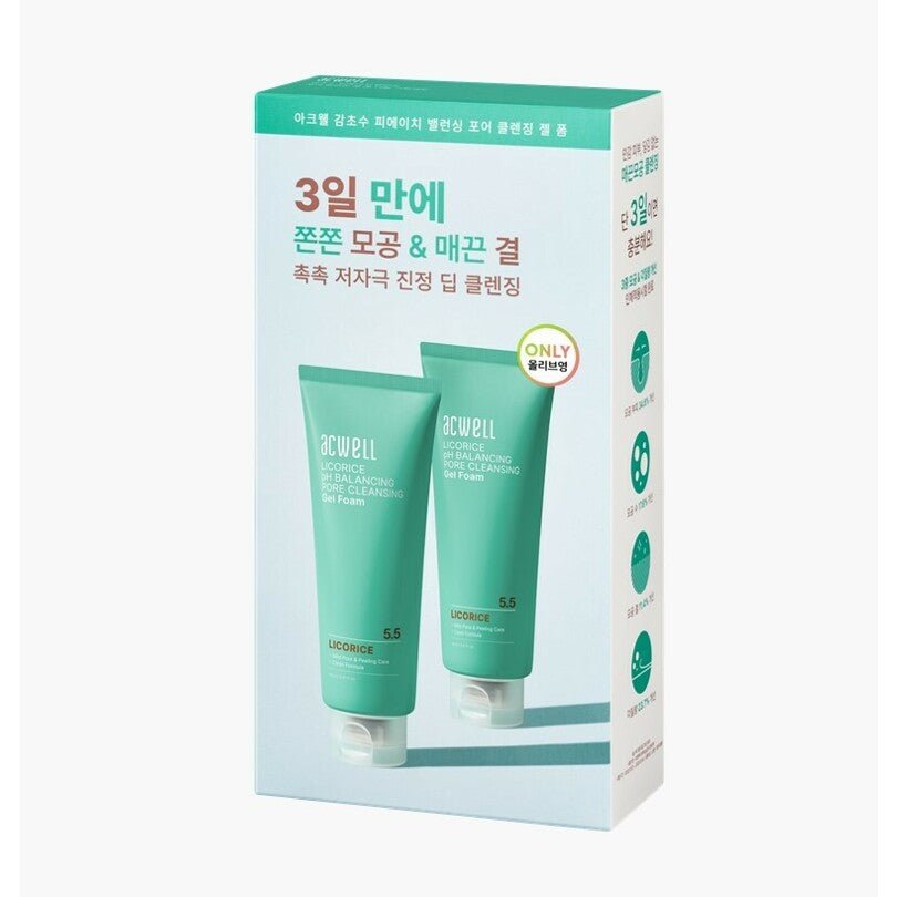 Acwell Licorice pH Balancing Pore Cleansing Gel Foam Double Set (160mL+160mL)_Skincare_#product_Daeun