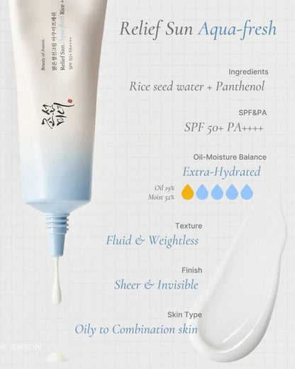 Beauty of Joseon_Relief Sun Aqua - fresh Rice+B5 (SPF50+ PA++++) 50mL_Koreanskincare