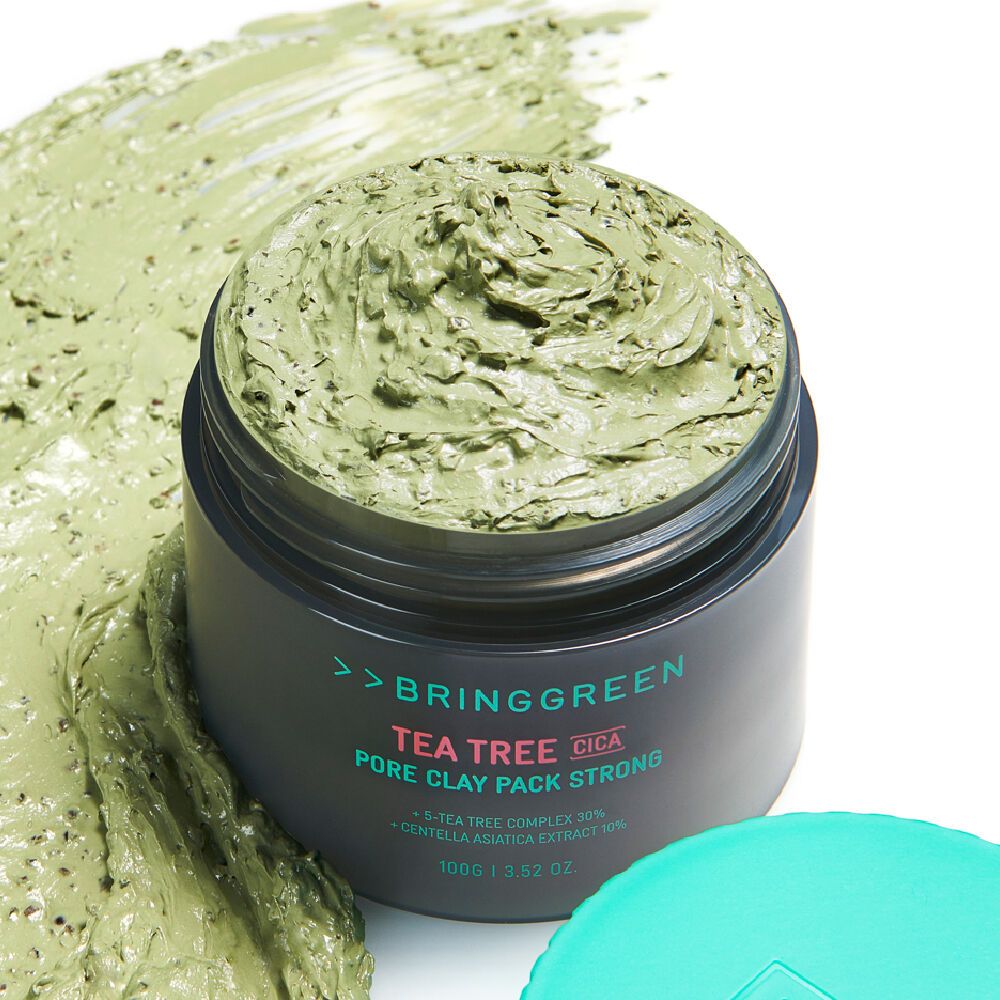 BRINGGREEN_Squid Game Edition Tea Tree Cica Pore Clay Pack Strong 100g Set (+Tube 100g+Cleansing Sponge)_#Korean Skincare