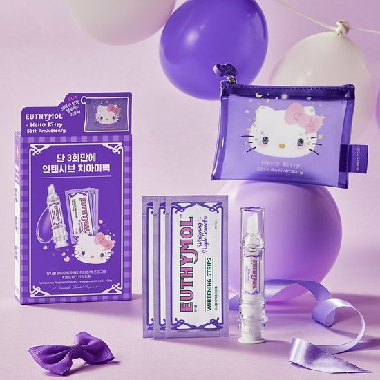 EUTHYMOL_Whitening Purple Booster & Strips 3P (+Hello Kitty Pouch)_Koreanskincare