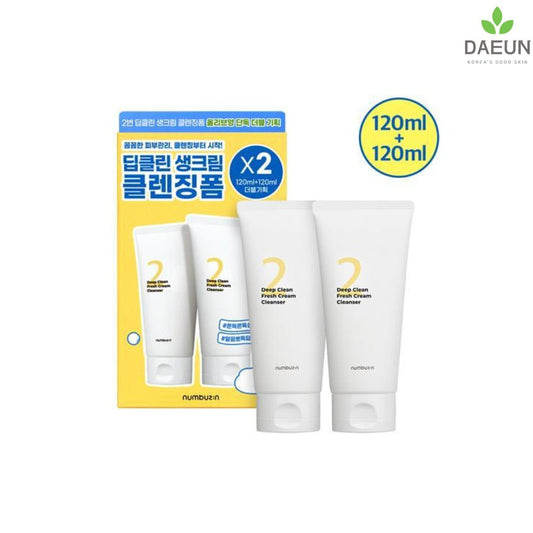 numbuzin No. 2 Deep Clean Fresh Cream Cleanser Double Set (120mL+120mL)_Cleansers_#product_Daeun