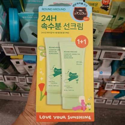 ROUND A'ROUND Comfort Green Tea Moisture Sunscreen 50mL 1+1 Special Set_Sunscreen_#product_Daeun