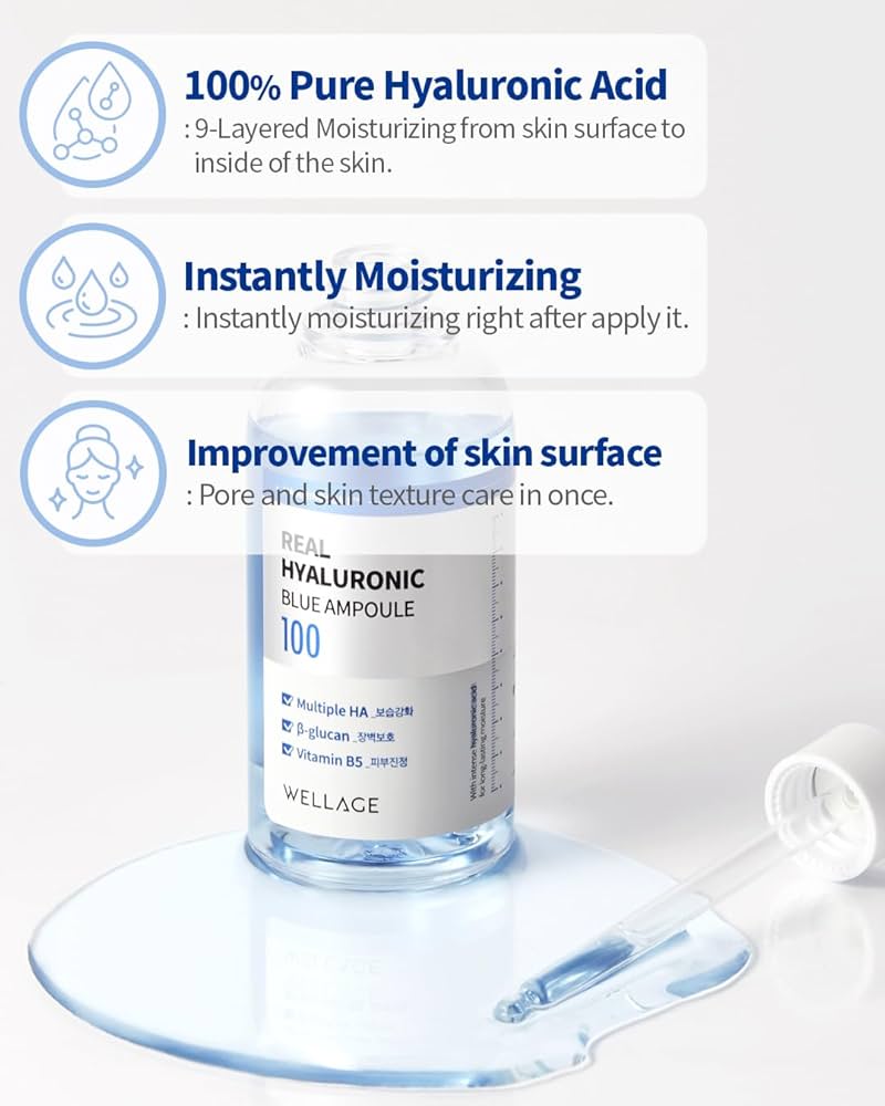 WELLAGE_Real Hyaluronic Blue 100 Ampoule 75mL 1+1_Koreanskincare