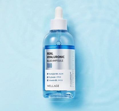 Wellage Real Hyaluronic Blue Ampoule, 100ml, 1 Piece | Koreanskincare